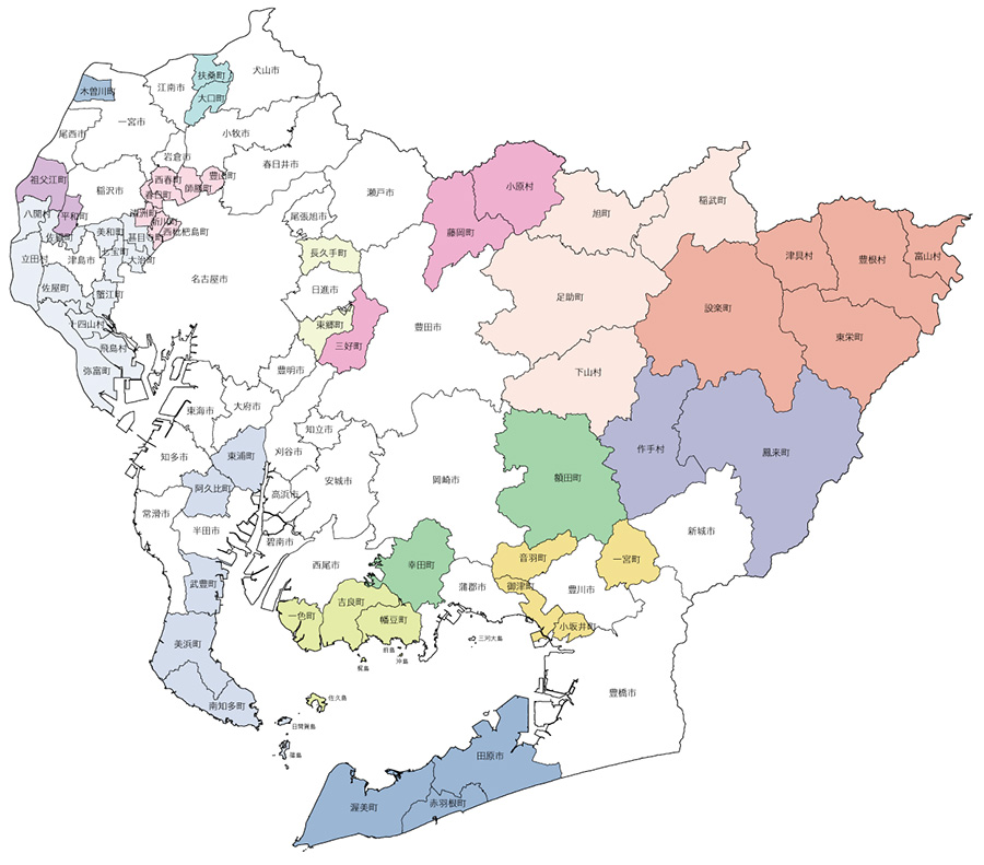 愛知の県内市町村地図