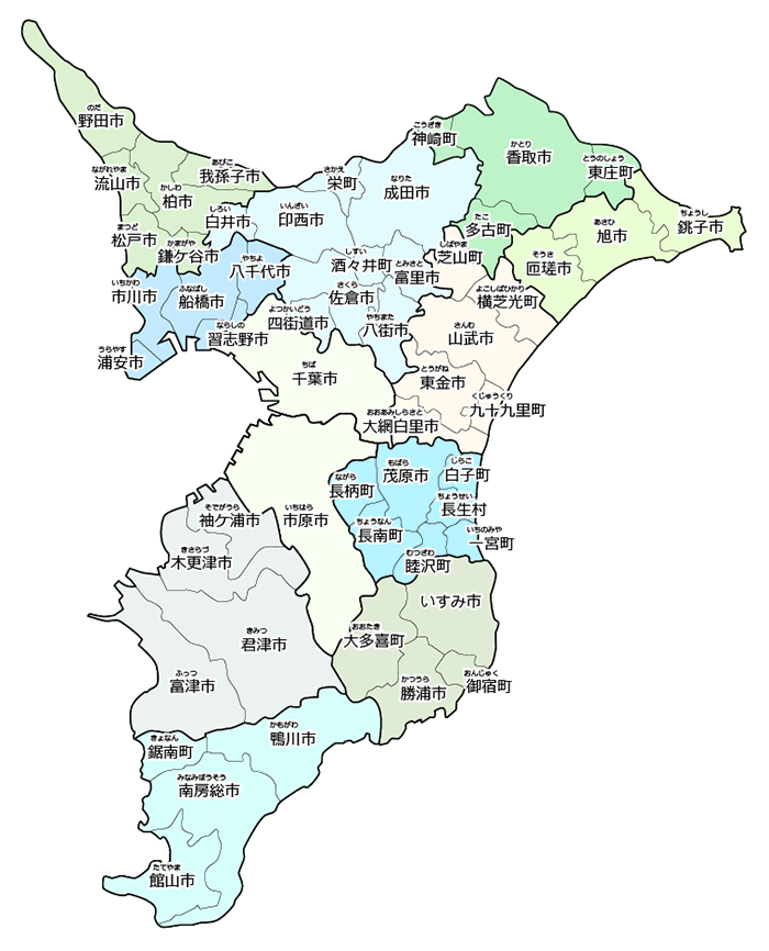 千葉の県内市町村地図