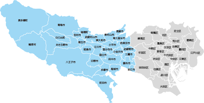 東京の県内市町村地図